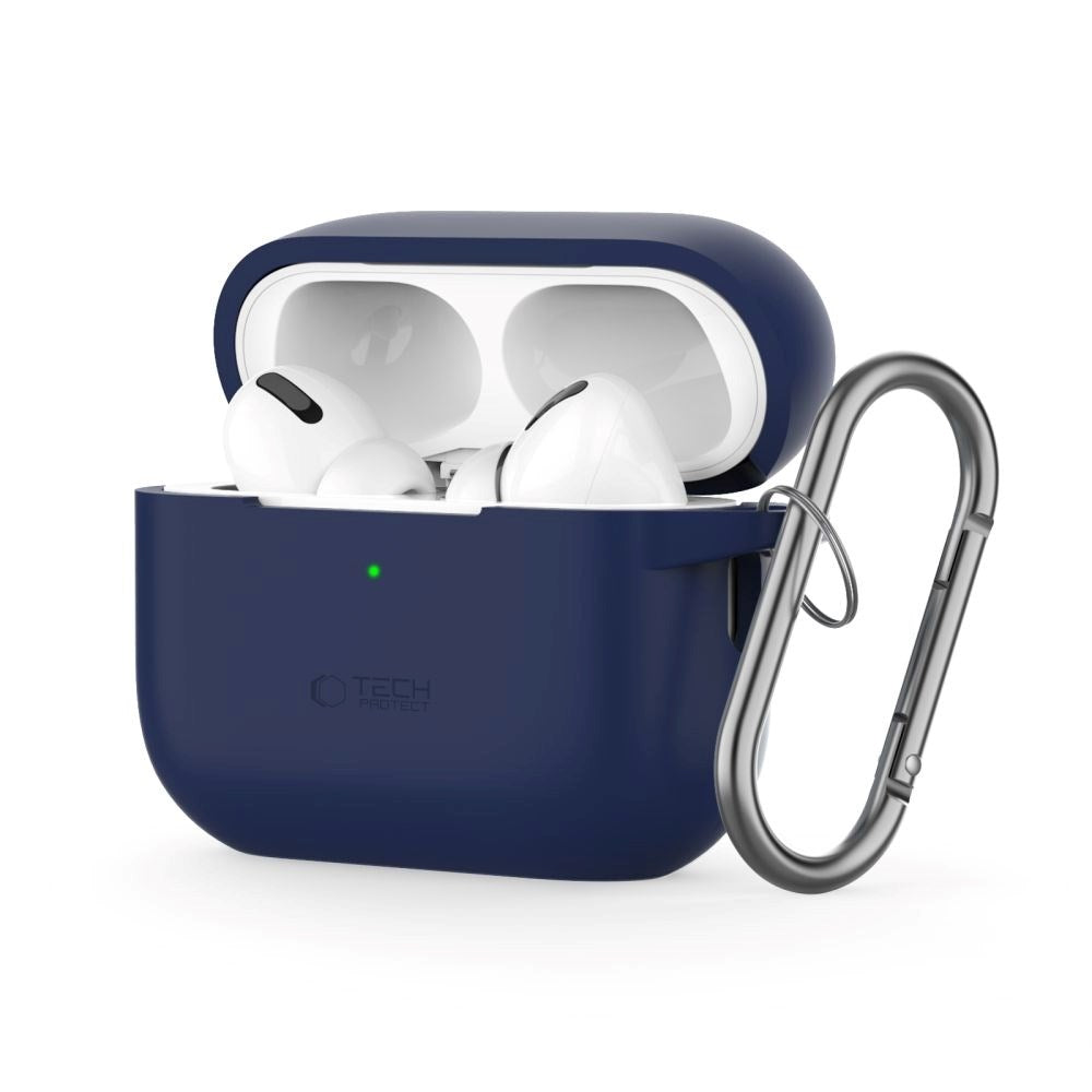 Tech-Protect Silikone Cover Apple AirPods Pro (1. & 2. Gen) m. Karabinhage - Mørkeblå