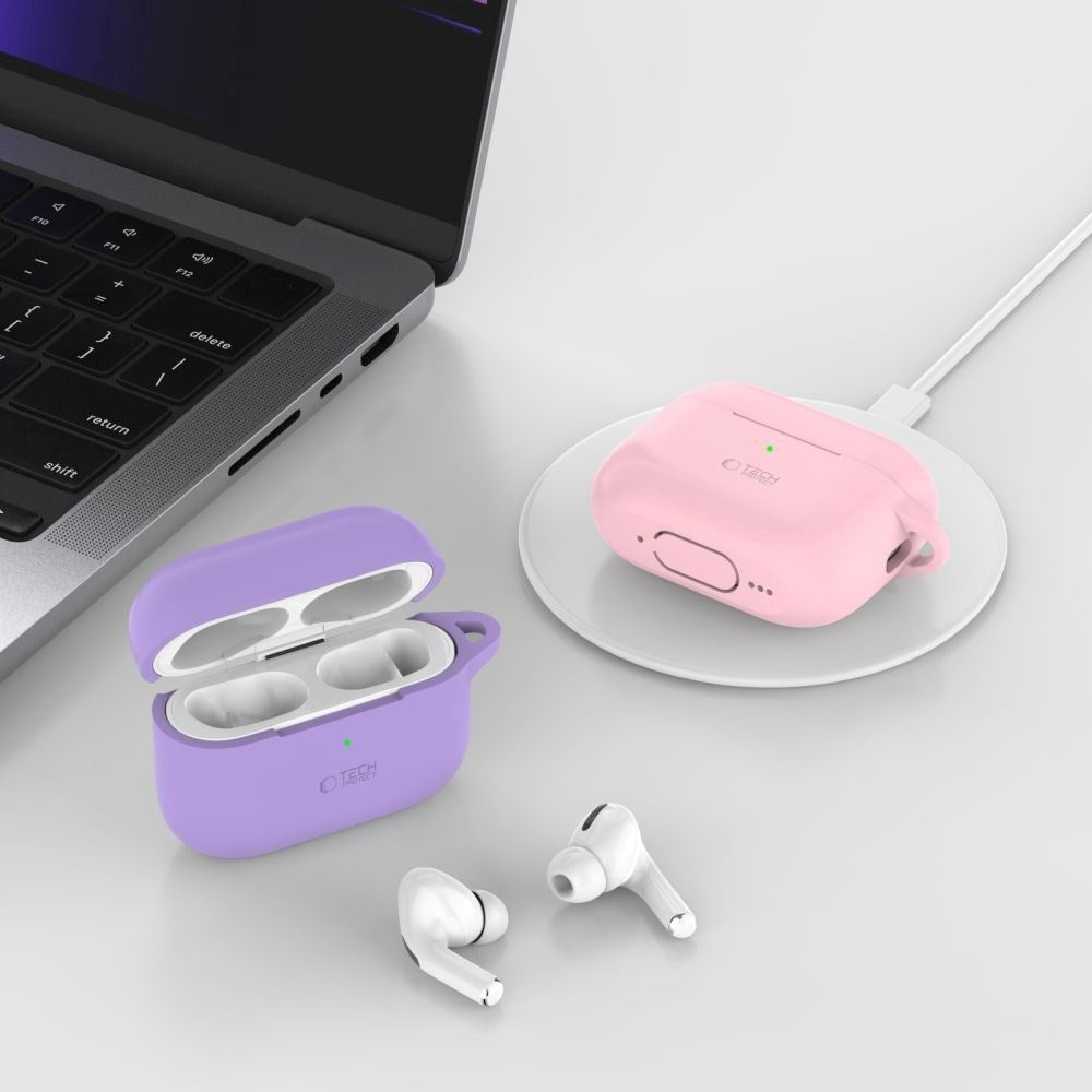 Tech-Protect Silikone Cover Apple AirPods Pro (1. & 2. Gen) m. Karabinhage - Oliven Grøn