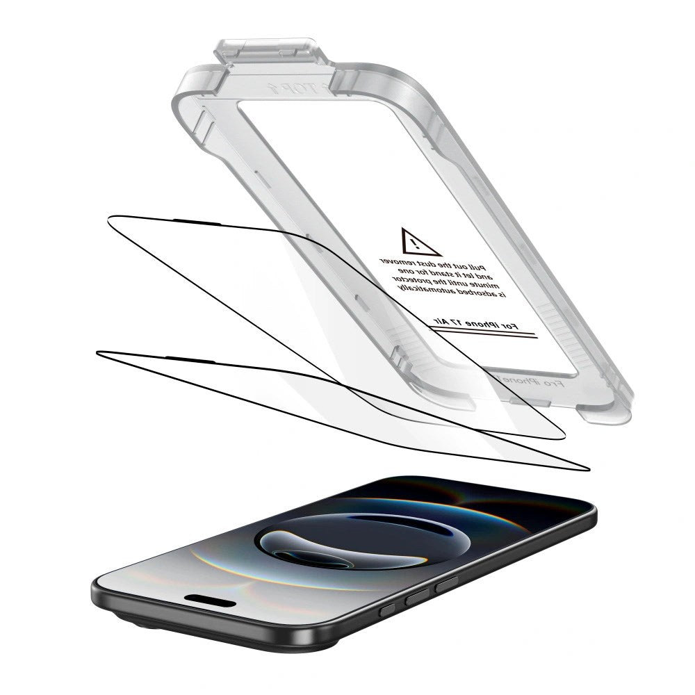Tech-Protect - iPhone Air - Quick Set+ Skærmbeskyttelsesglas - 2 stk - Gennemsigtig / Sort Kant