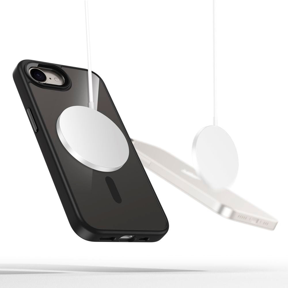 iPhone 16e - Tech-Protect Magmat Cover - MagSafe Kompatibel - Gennemsigtig / Sort
