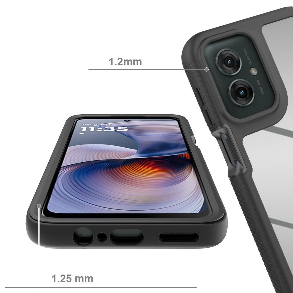 Motorola Moto G55 - Tech-Protect Defense Cover m. Hybrid Glas - Gennemsigtig / Sort