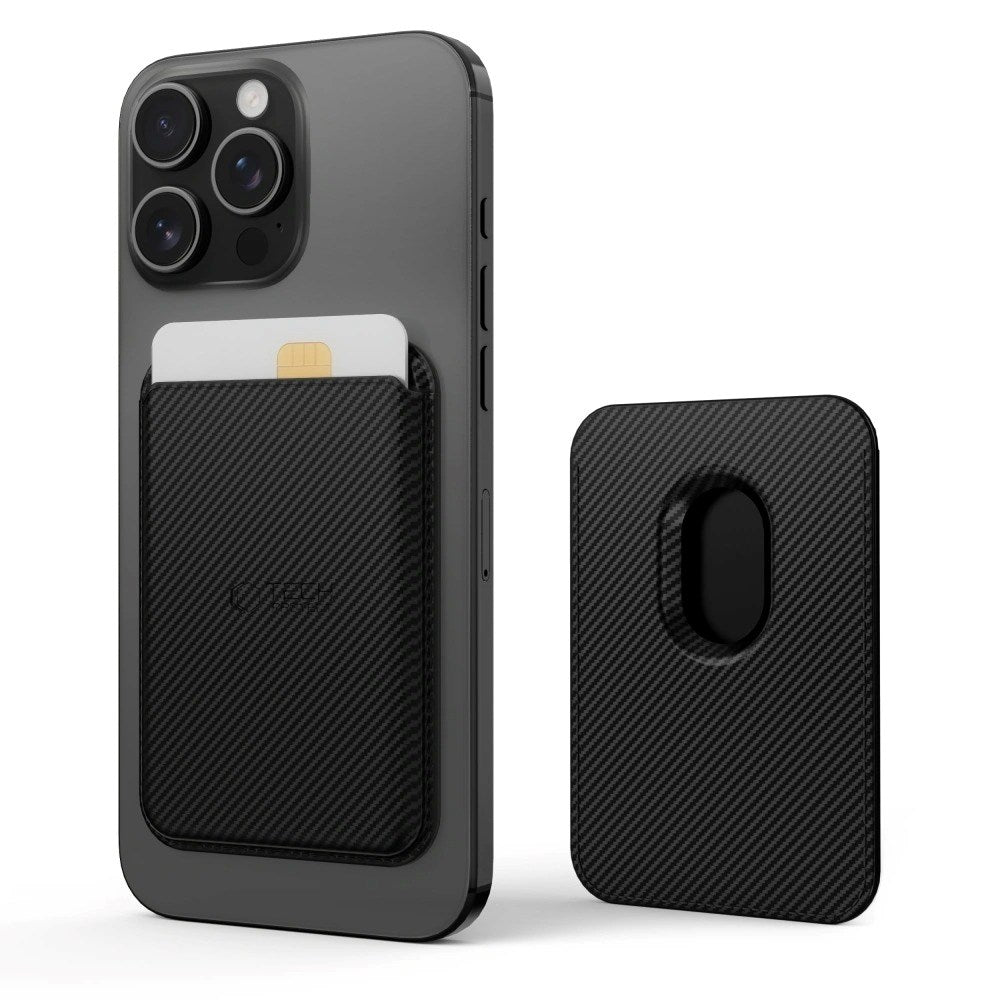 Tech-Protect MagWallet Kortholder - Kunstlæder - MagSafe Kompatibel - Sort Carbon