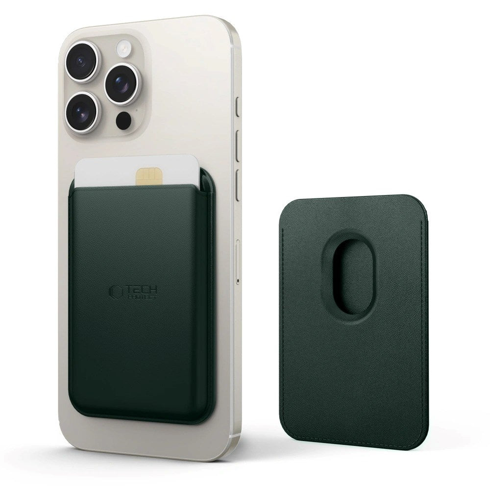 Tech-Protect MagWallet Kortholder - Kunstlæder - MagSafe Kompatibel - Grøn