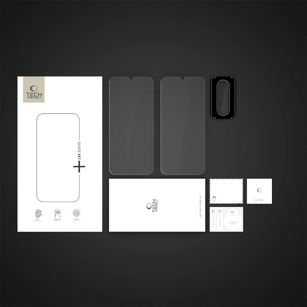 Samsung Galaxy A26 (5G) - Tech-Protect Glass Set+ Beskyttelsessæt m. Hærdet Skærmbeskyttelsesglas & Hærdet Kameralinsebeskyttelsesglas - 3 stk - Gennemsigtig