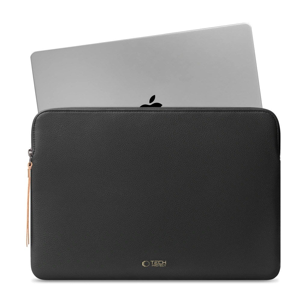 Tech-Protect MacBook / Laptop 15-16" Computer Sleeve i Kunstlæder - Foret Inderside - Black