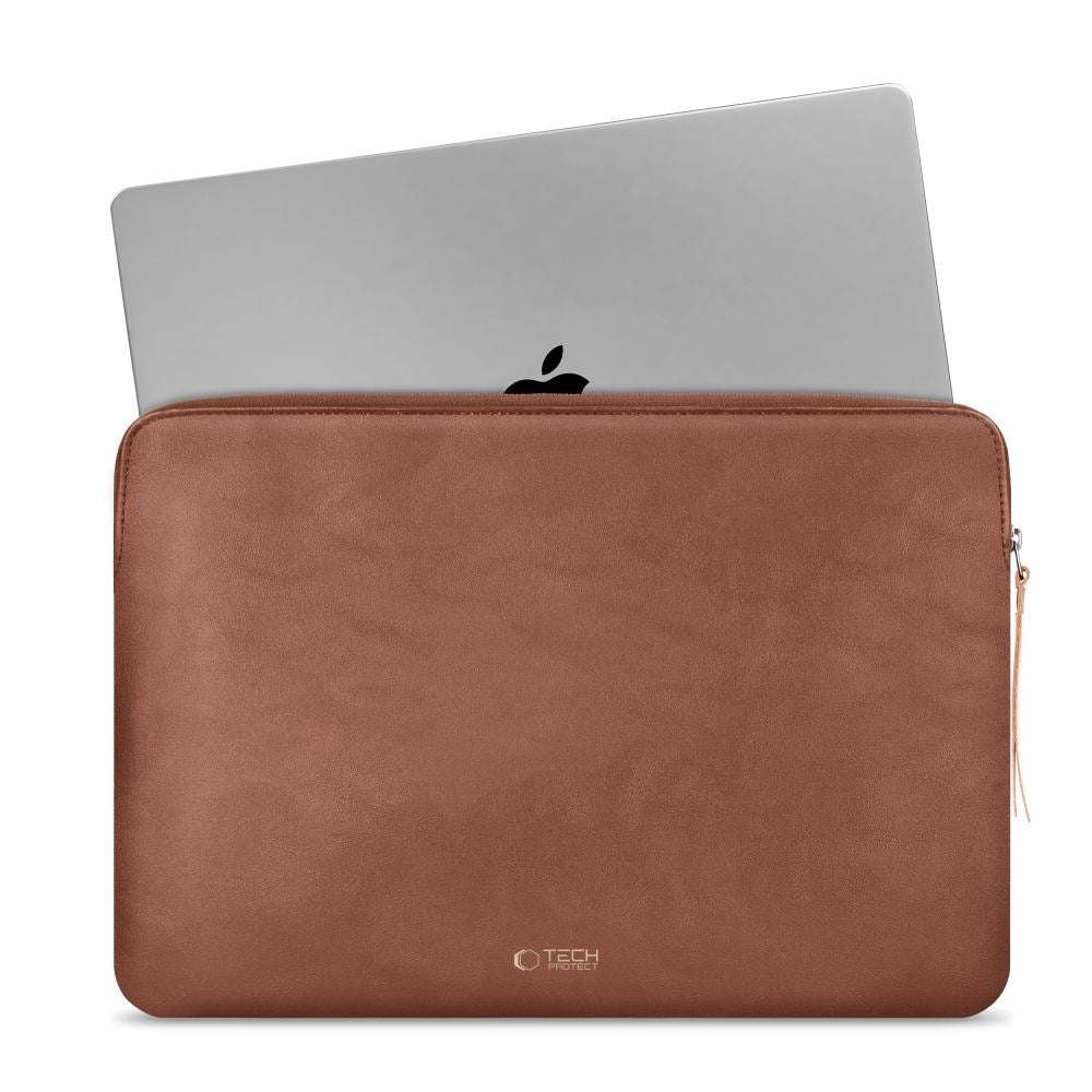 Tech-Protect MacBook / Laptop 15-16" Computer Sleeve i Kunstlæder - Foret Inderside - Brown