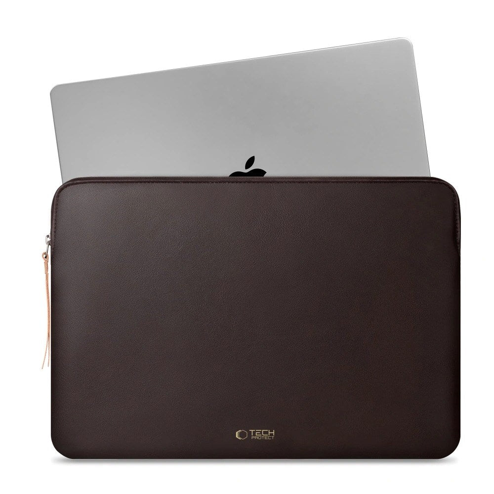 Tech-Protect MacBook / Laptop 15-16" Computer Sleeve i Kunstlæder - Foret Inderside - Chocolate