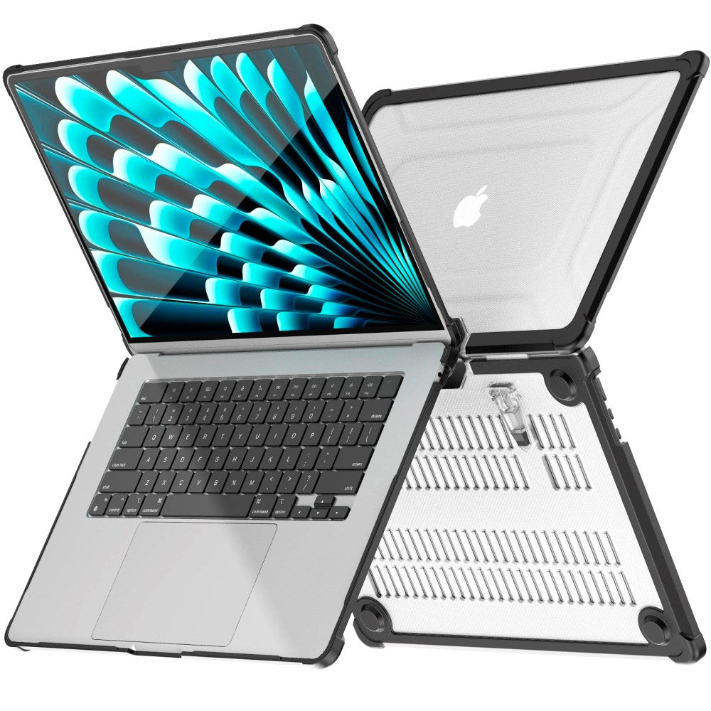 MacBook Air 15" M5/M4/M3/M2 (2026-2023) - Tech-Protect SmartShell Pro Cover - Sort / Gennemsigtig