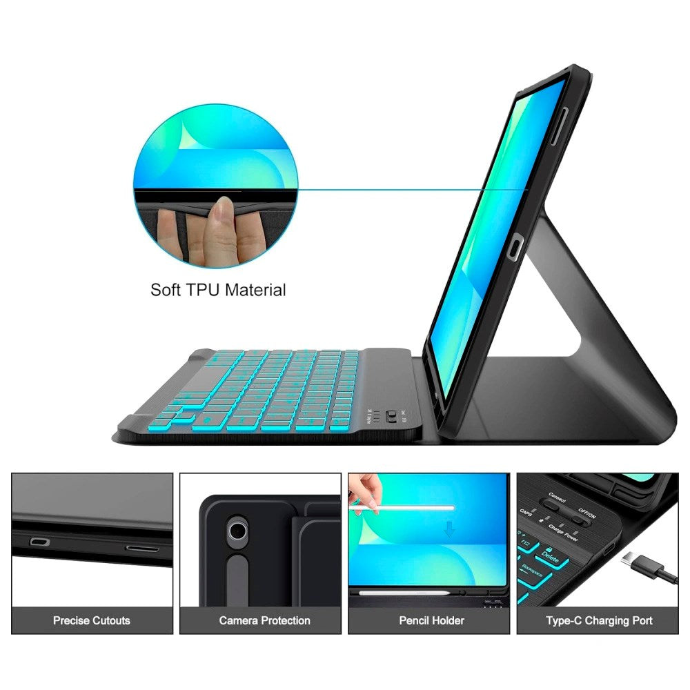 Samsung Galaxy Tab S10 FE+ (Plus) Tech-Protect Keyboardcover - Engelsk Tastatur - Sort