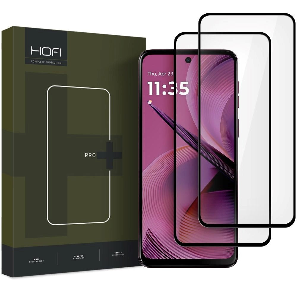 Motorola Moto G55 (5G) Hofi Glass Pro+ Beskyttelsesglas 2 Stk. - Case Friendly - Sort Kant