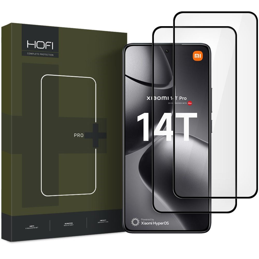 Hofi Xiaomi 14T / 14T Pro Glass Pro+ Skærmbeskyttelsesglas - Case Friendly - 2-Pak - Sort Kant