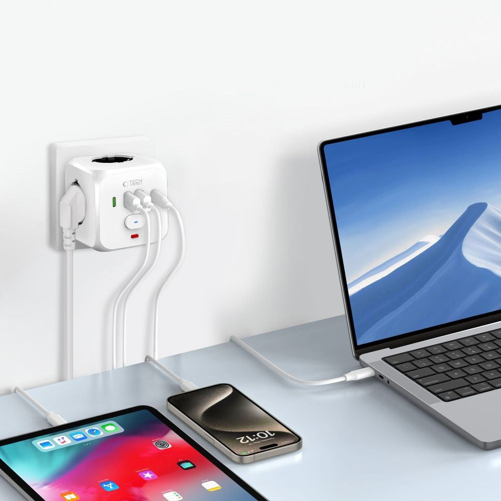 Tech-Protect Multi-Enhed Opladningsdock til Effektiv Ladning af Elektroniske Enheder - Hvid