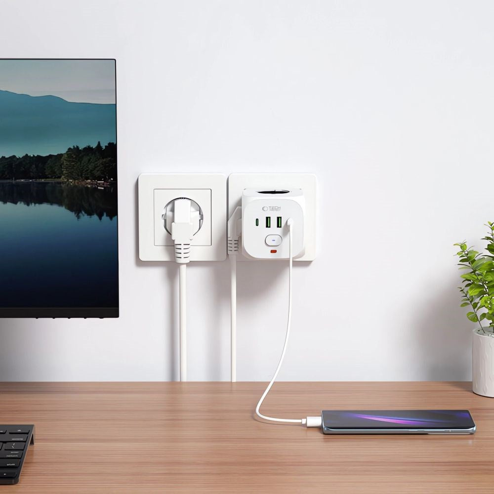 Tech-Protect Multi-Enhed Opladningsdock til Effektiv Ladning af Elektroniske Enheder - Hvid