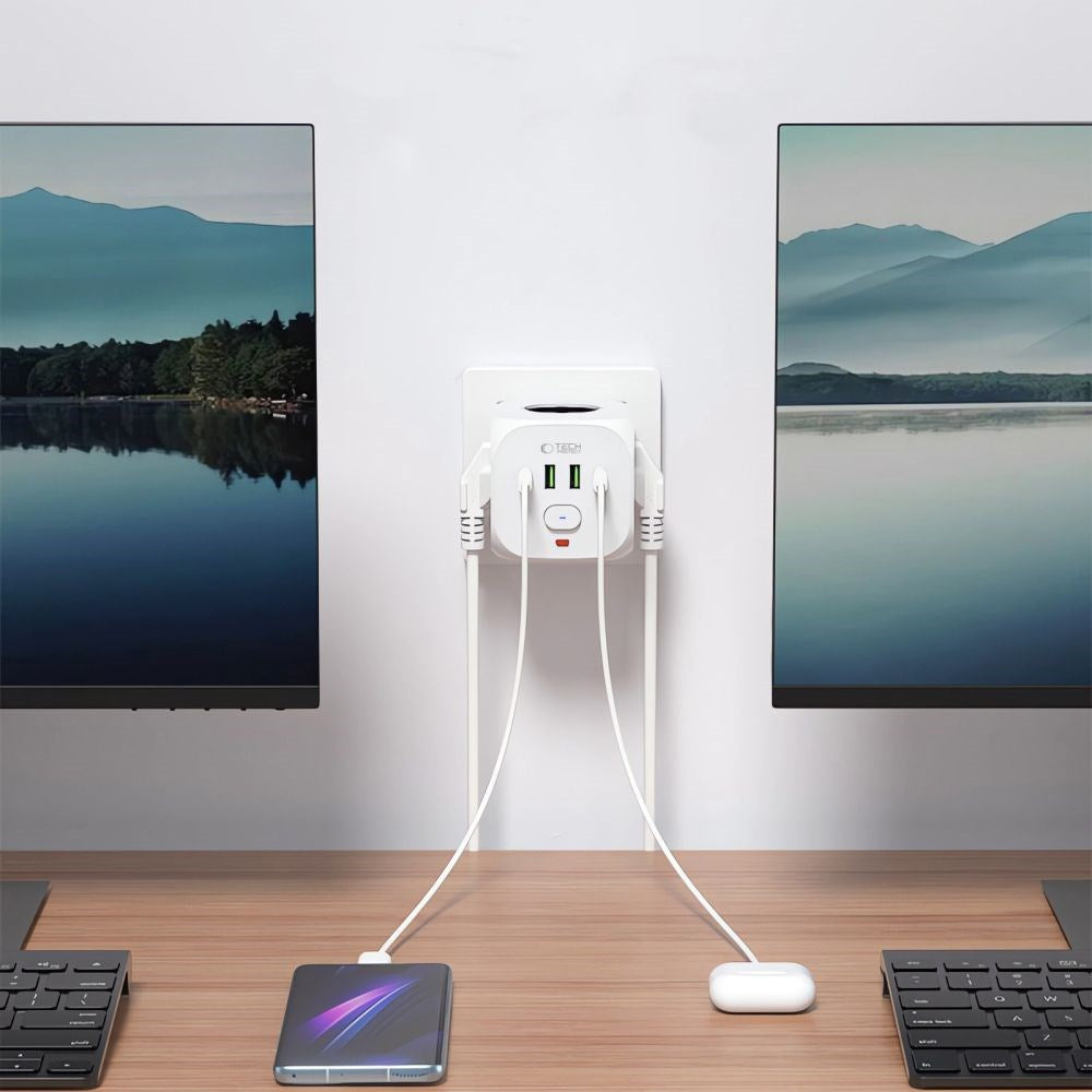 Tech-Protect Multi-Enhed Opladningsdock til Effektiv Ladning af Elektroniske Enheder - Hvid