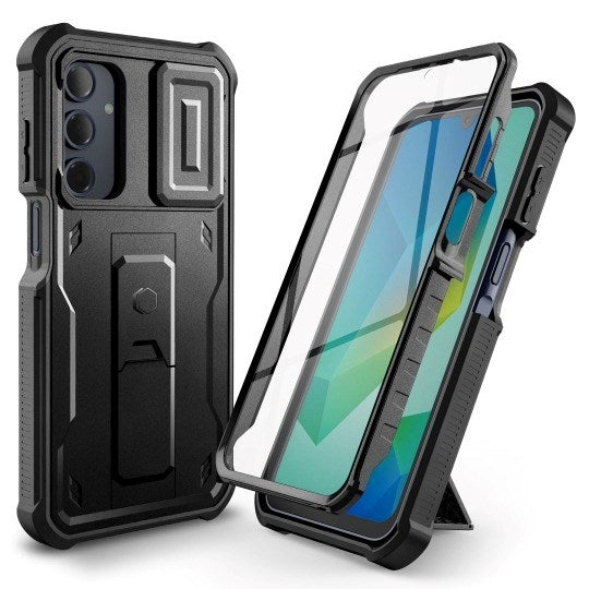 Samsung Galaxy A16 (4G/5G) Tech-Protect Kevlar Pro Hårdt Plastik Mobil Cover m. Skærmbeskyttelse & Kickstand - Sort