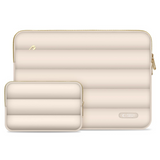 Tech-Protect Puffy - MacBook / Laptop 13-14" Sleeve m. Lille Taske - Beige