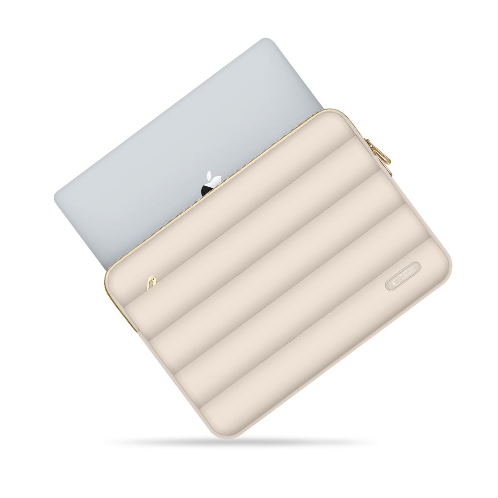 Tech-Protect Puffy - MacBook / Laptop 15-16" Sleeve m. Lille Taske - Beige