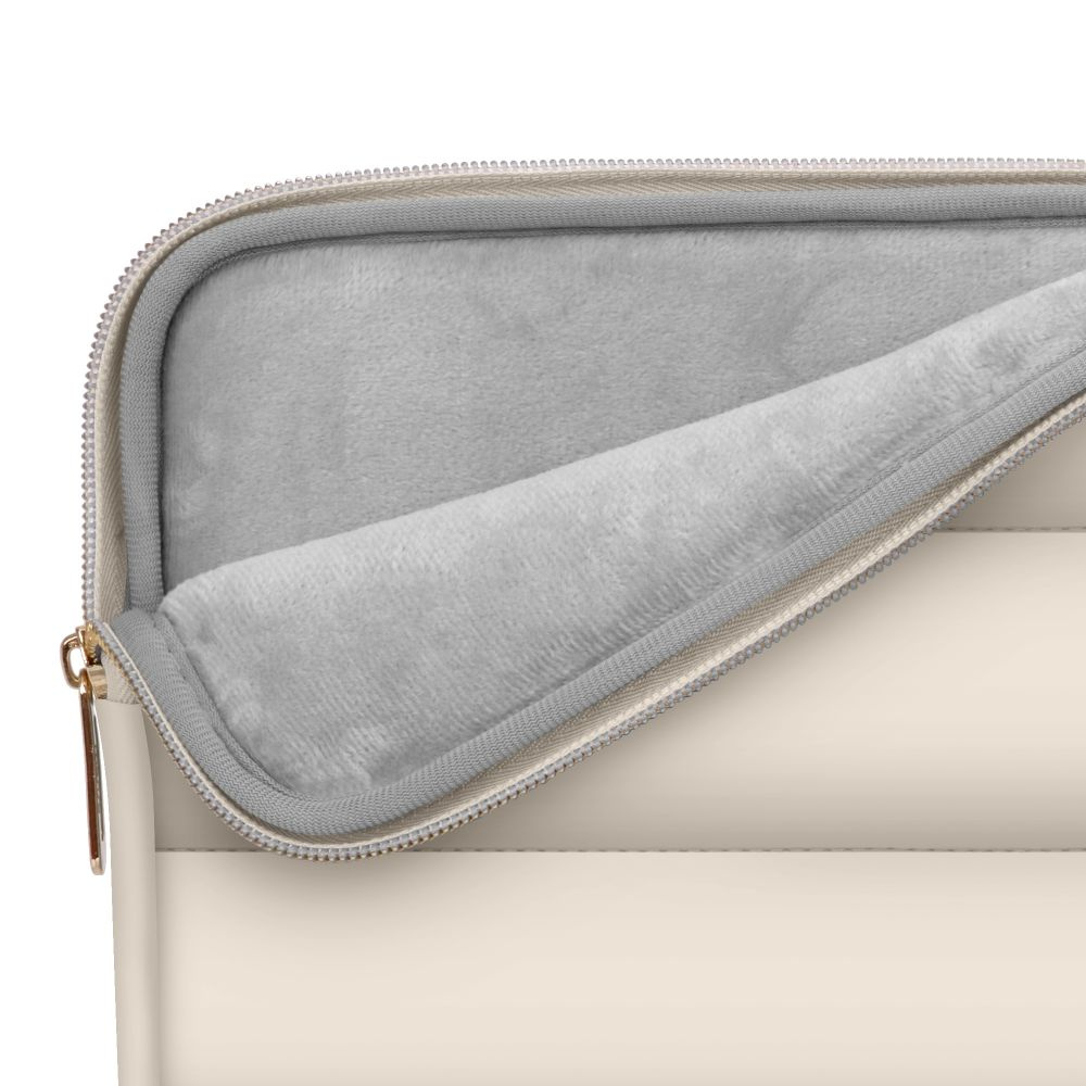 Tech-Protect Puffy - MacBook / Laptop 15-16" Sleeve m. Lille Taske - Beige