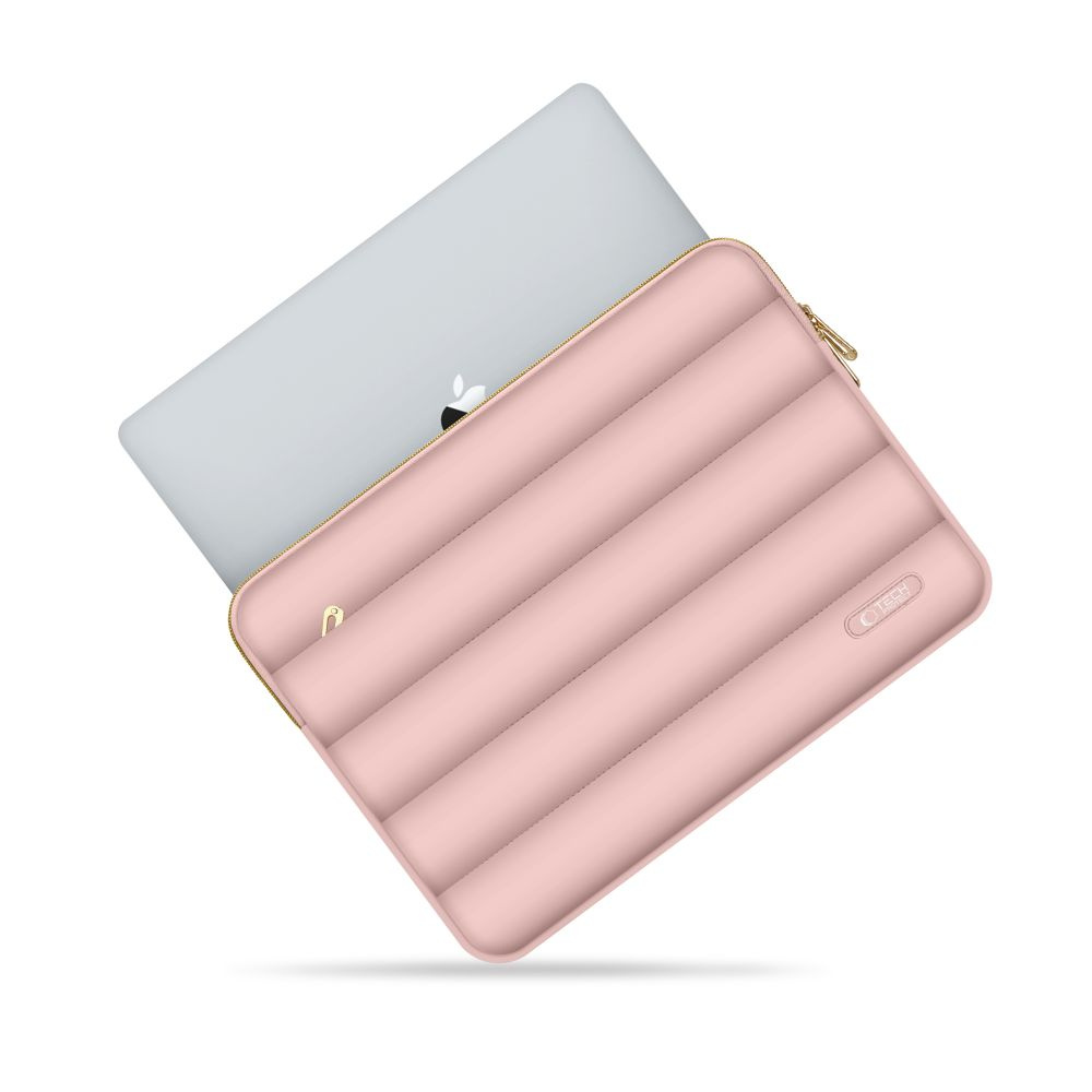 Tech-Protect Puffy - MacBook / Laptop 15-16" Sleeve m. Lille Taske - Lyserød