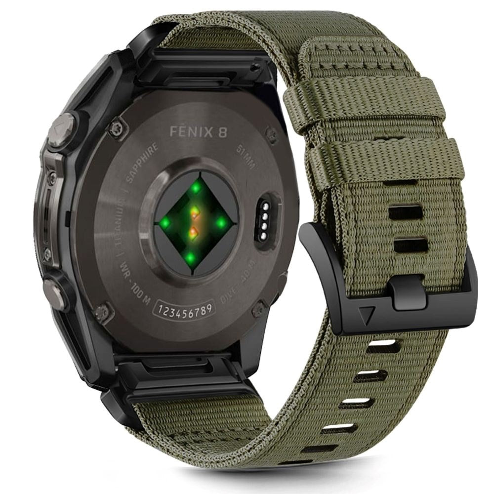 Universal Garmin 26mm QuickFit Classic Nylon Rem - Mørkegrøn