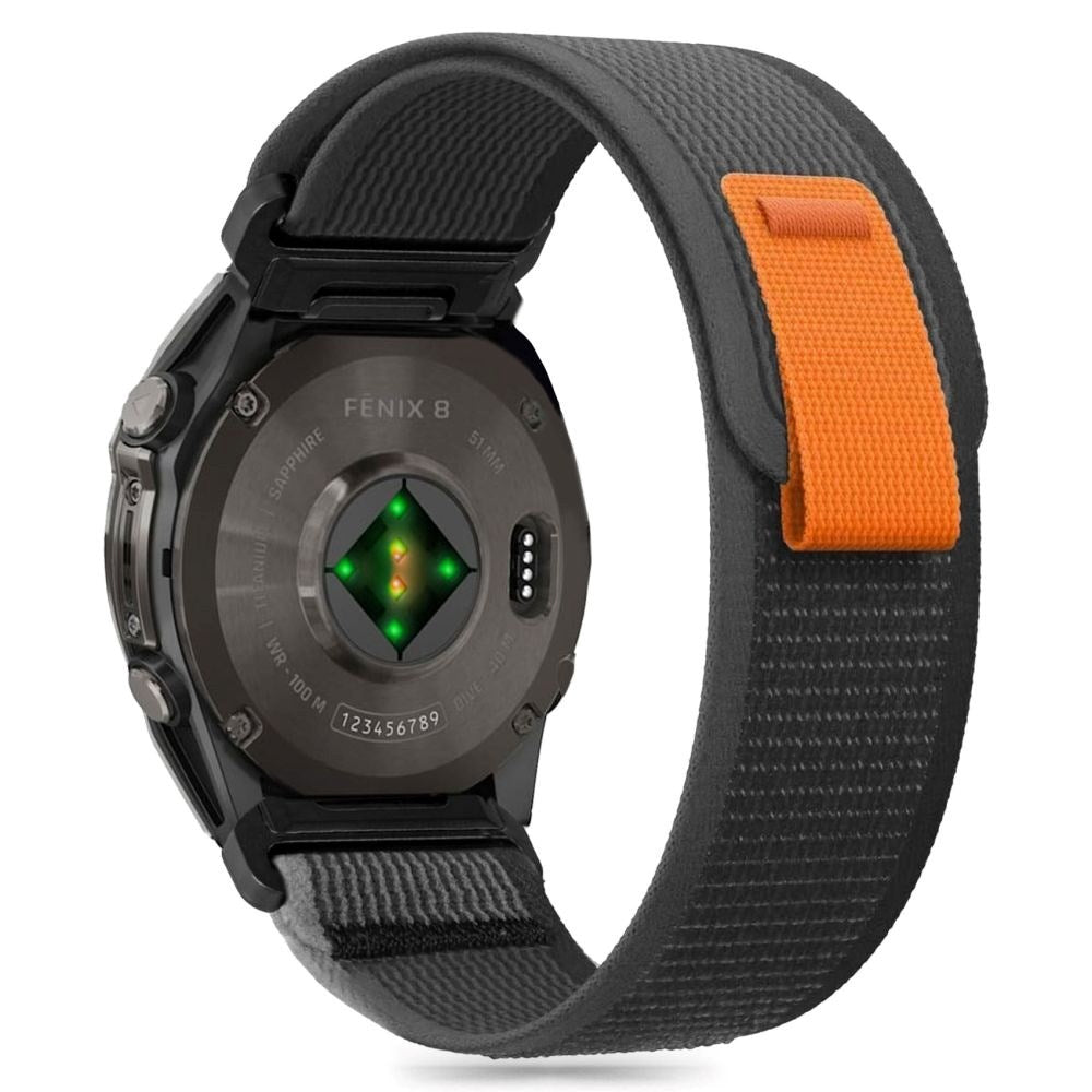 Tech-Protect Universal Garmin 26mm QuickFit Nylon Stof Rem - Sort / Orange