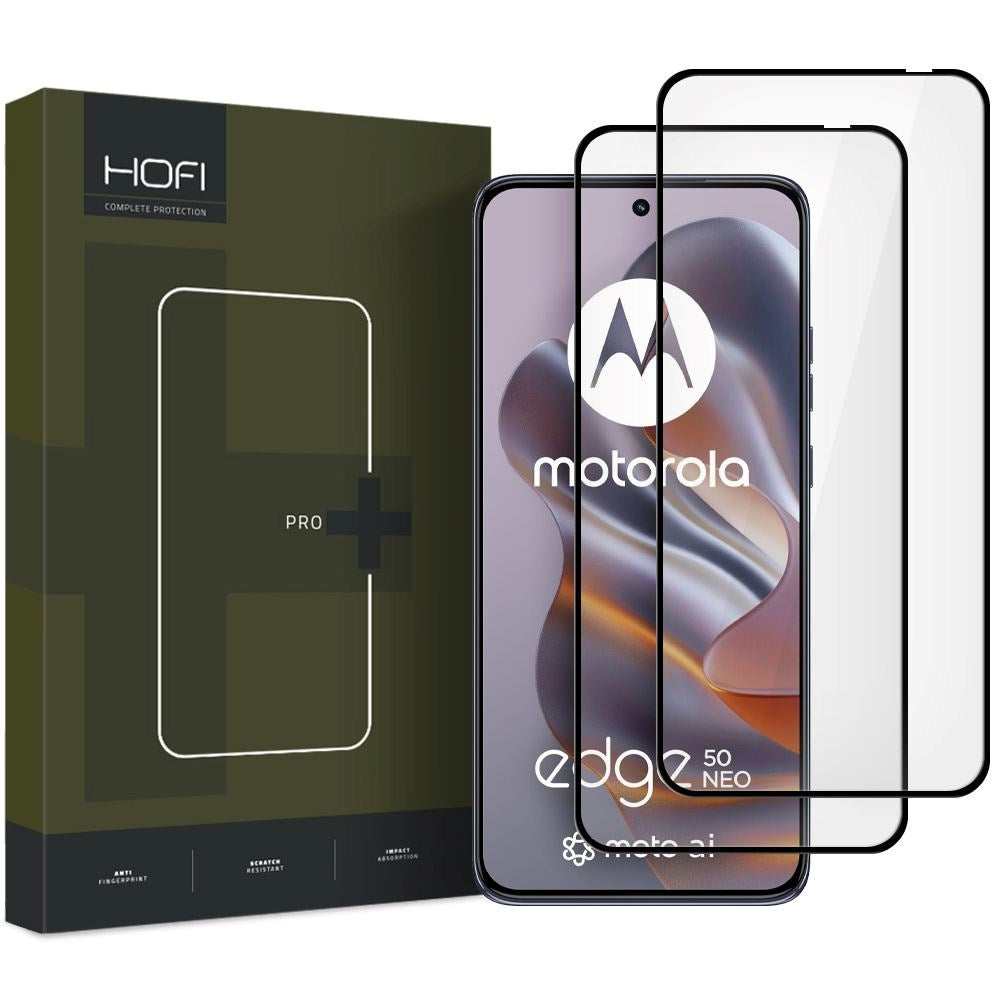 Motorola Edge 50 Neo Hofi Glass Pro+ Beskyttelsesglas 2 Stk. - Case Friendly - Sort Kant