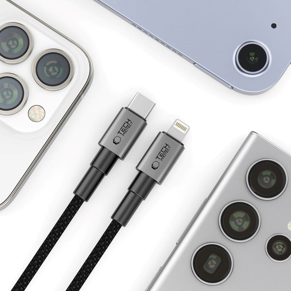 Lightning til USB-C Kabel Tech-Protect Ultraboost DNA PD 27W - 1m - Sort / Mørkegrå