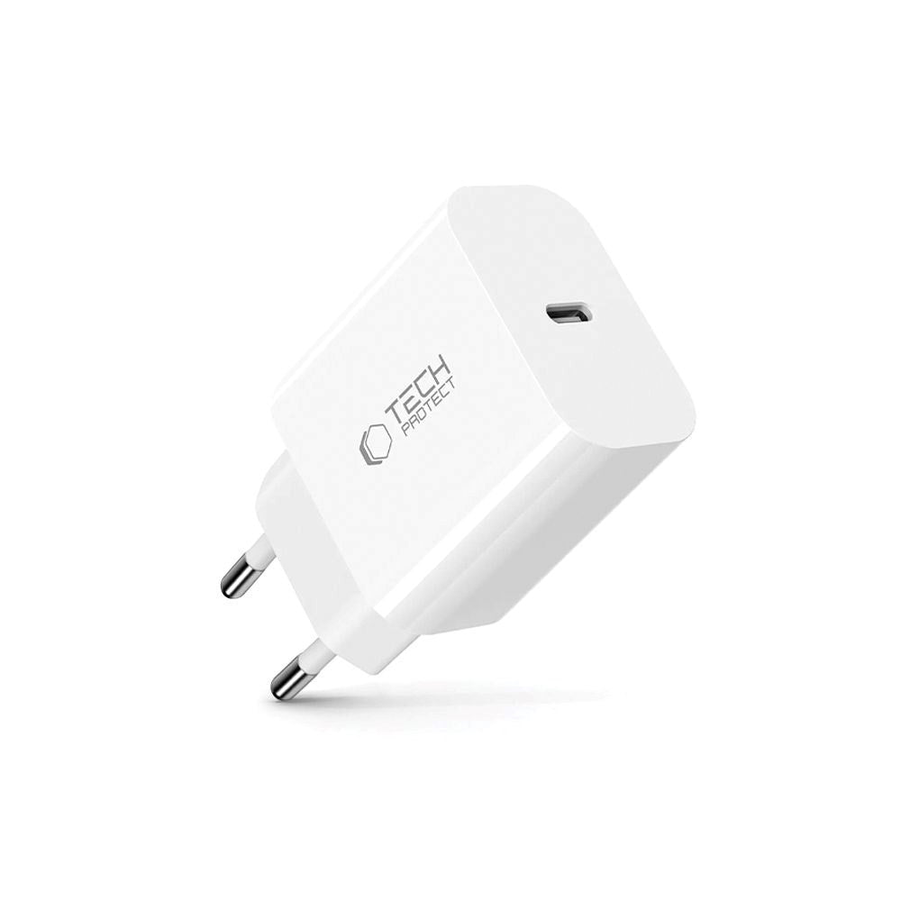 Tech-Protect PD 20W USB-C Vægoplader - Hvid