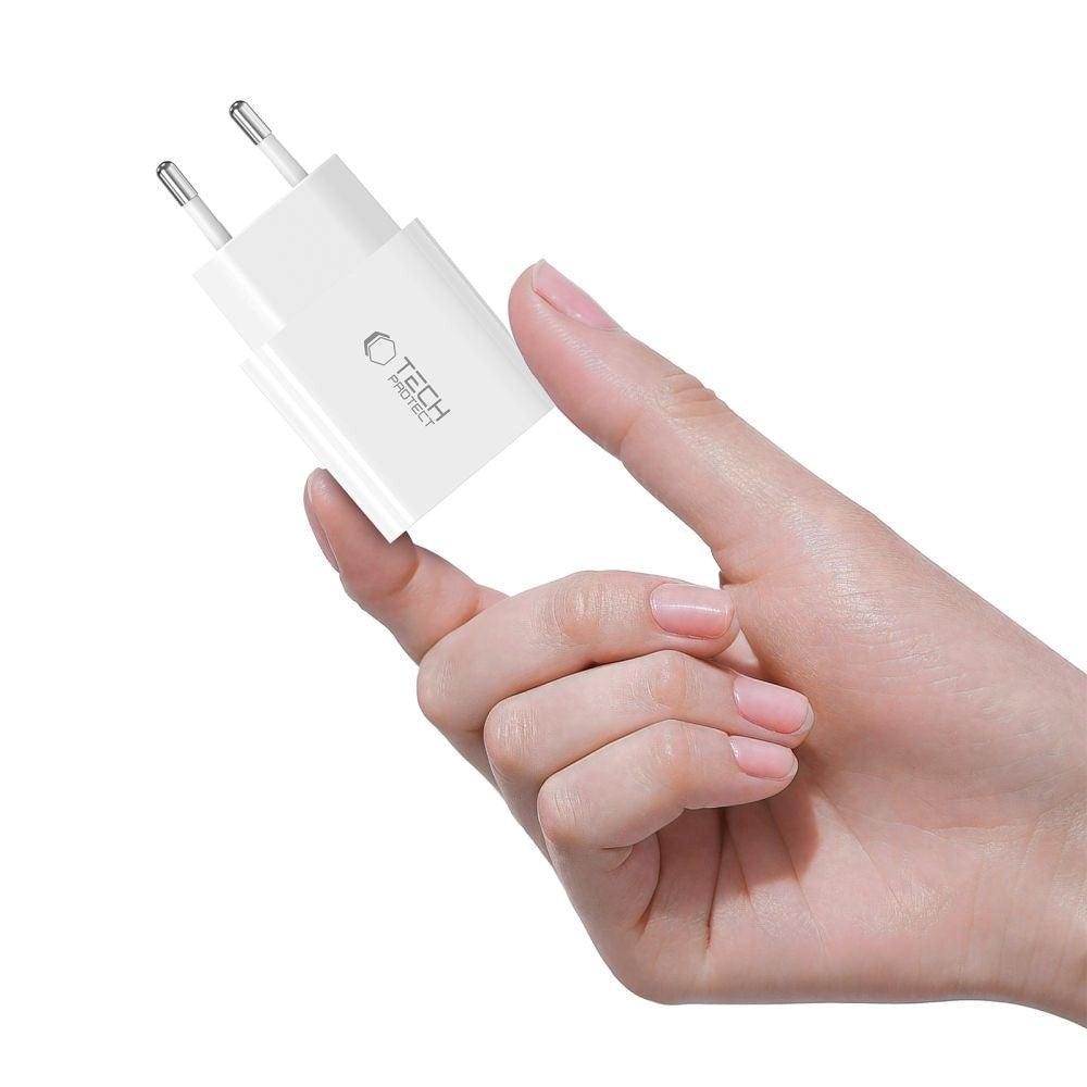 Tech-Protect PD 20W USB-C Vægoplader - Hvid