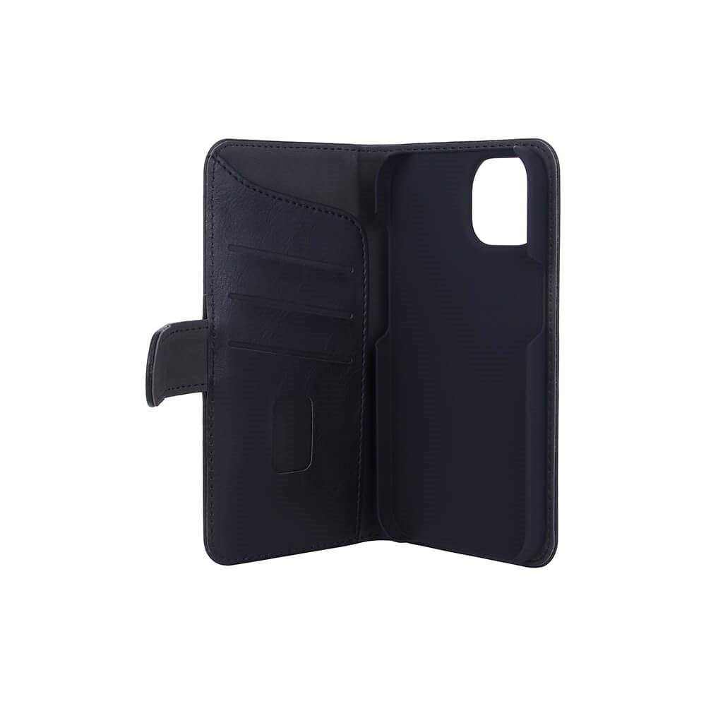 GEAR iPhone 14 / 13 Wallet - Læder Flip Cover m. Pung til 3 Kort - Sort