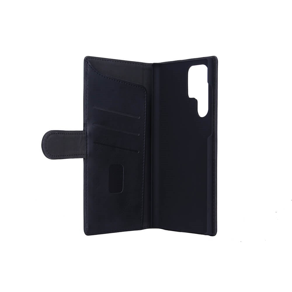 Samsung Galaxy S22 Ultra Gear Wallet Cover - Læder Flip Cover m. Pung - Sort