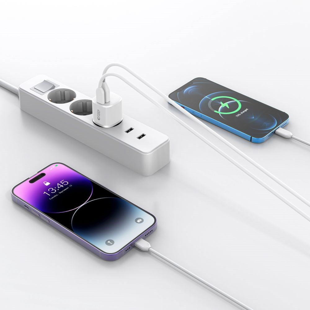 Tech-Protect Vægoplader 20W m. 1 x USB-A QC & 1 x USB-C PD - Sort