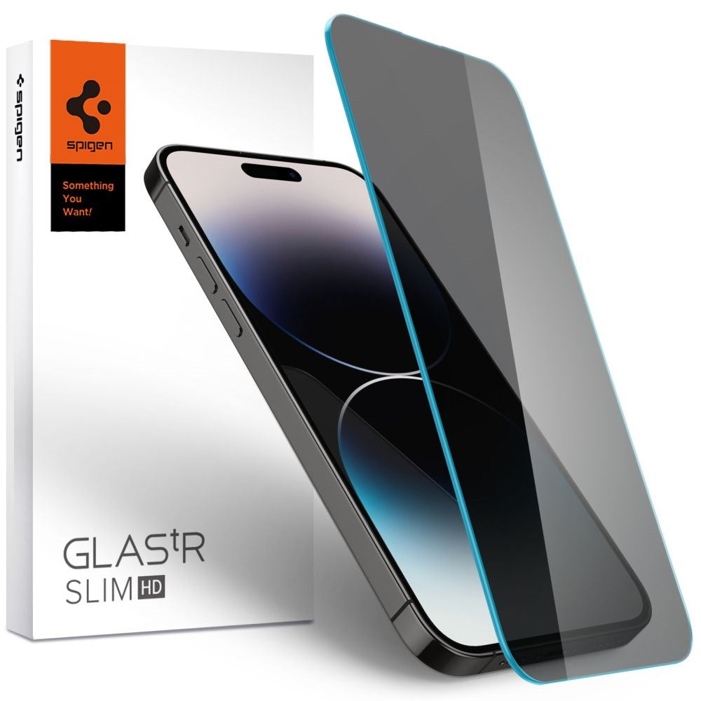 Spigen Glas.tr iPhone 14 Pro Max Skærmbeskyttelse - Hærdet Glas - Gennemsigtig m. Privacy Filter