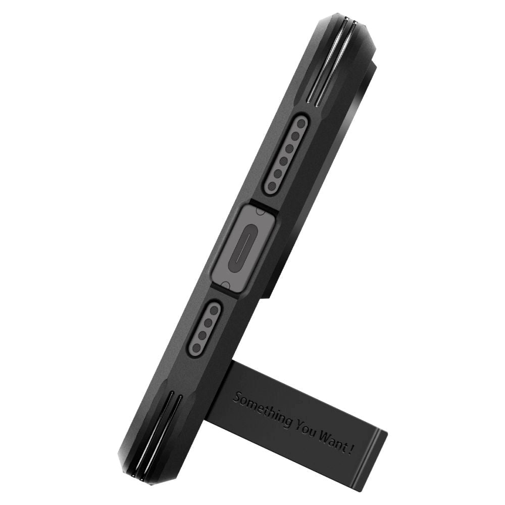 Spigen iPhone 15 Pro Tough Armor Case m. Kickstand - MagSafe Kompatibel - Sort