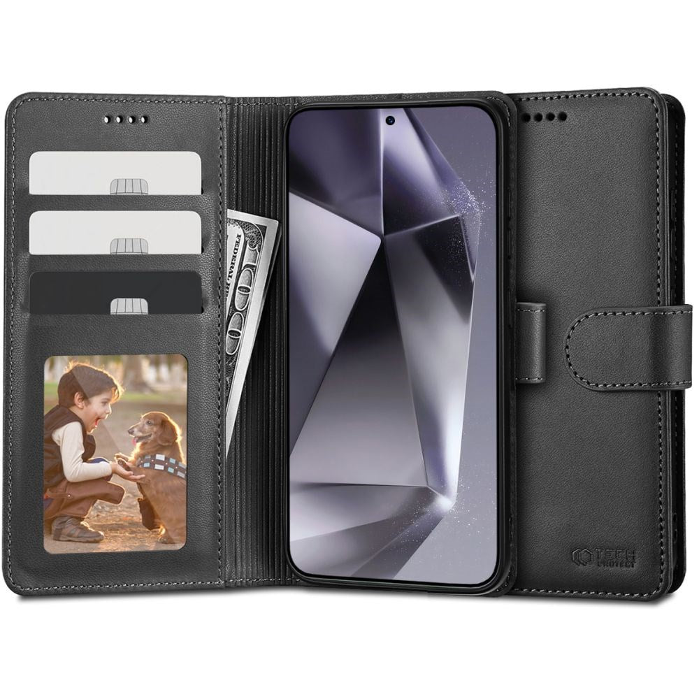 Tech-Protect Samsung Galaxy S24 Ultra Flip Wallet m. Pung & Ståfunktion - Sort