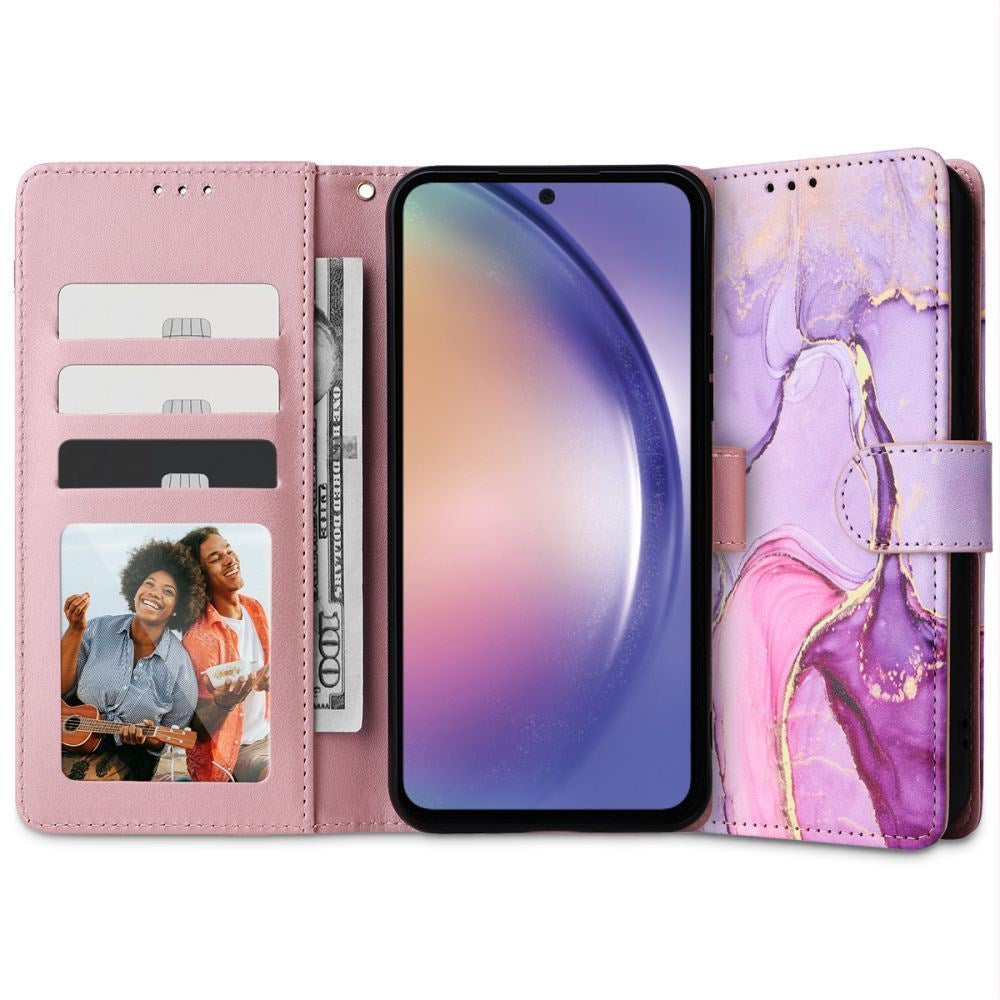 Tech-Protect Samsung Galaxy A25 (5G) Wallet Flip Cover m. Pung & Ståfunktion - Marmor