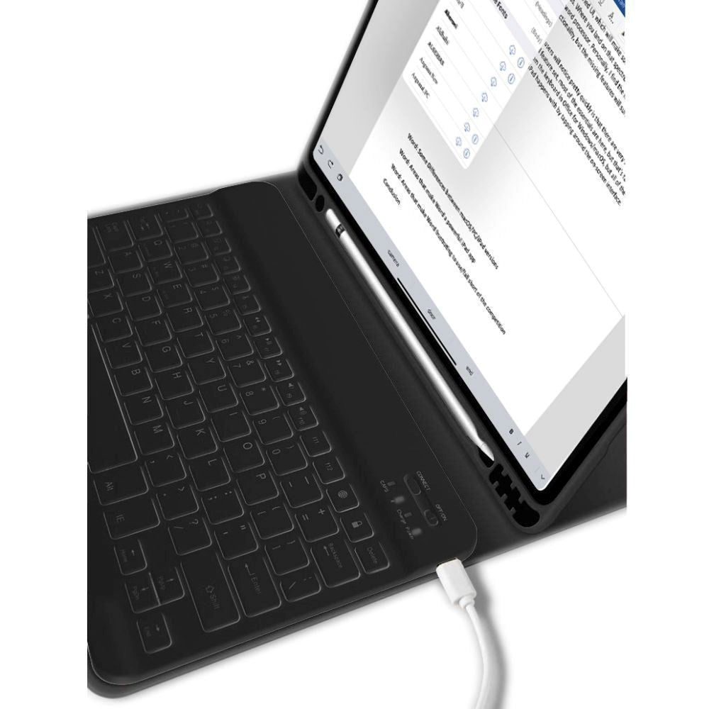 Tech-Protect iPad 11" (2025) / iPad 10.9" (2024/2022) Keyboard Cover m. Pencil Holder - Engelsk Layout - Sort