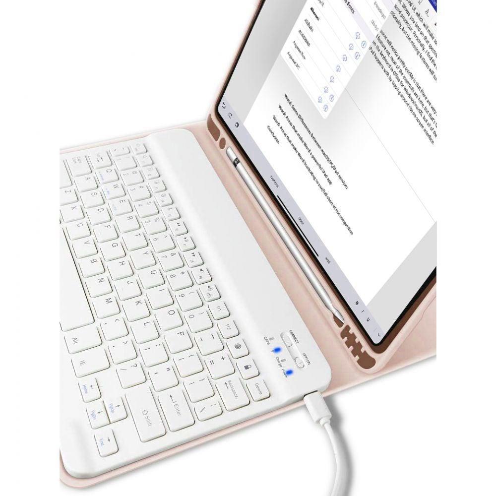 iPad 11" (2025) / iPad 10.9" (2024/2022) Tech-Protect Keyboard Cover m. Pencil Holder - Engelsk Layout - Lyserød