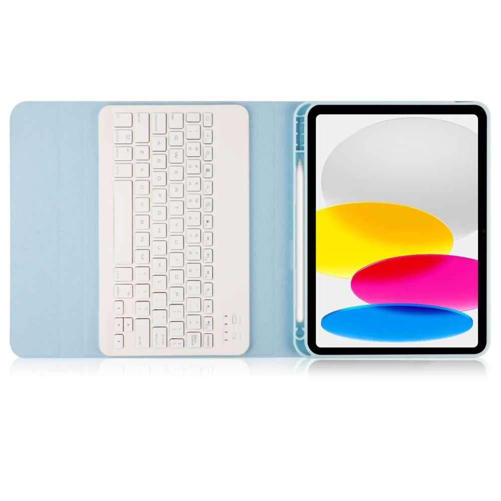 iPad 10.9" (2022) Tech-Protect Keyboard Cover m. Apple Pencil Holder - Engelsk Layout - Lyseblå