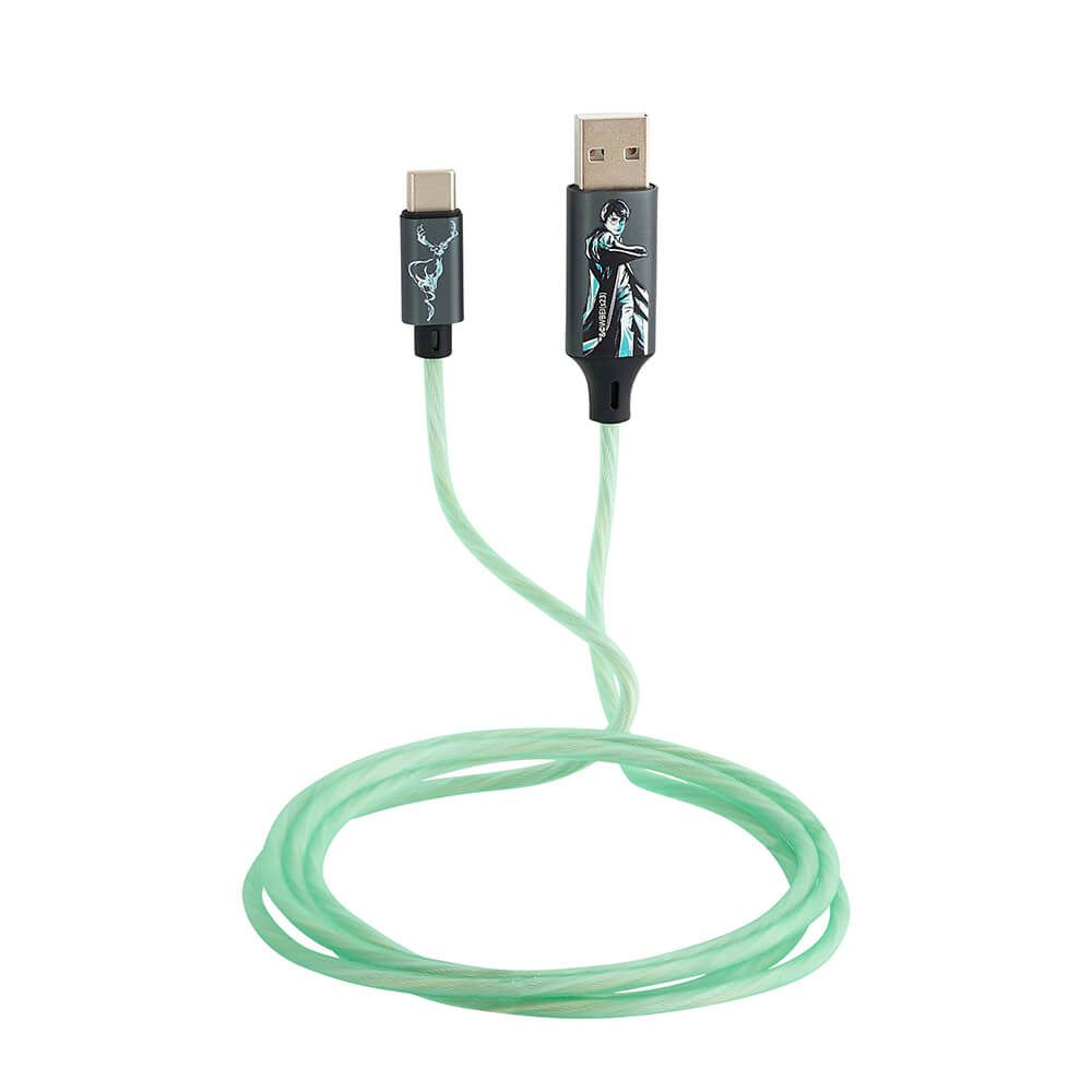 USB-A til USB-C Kabel 1.2 Meter - Harry Potter Light Up - Sort / Grøn