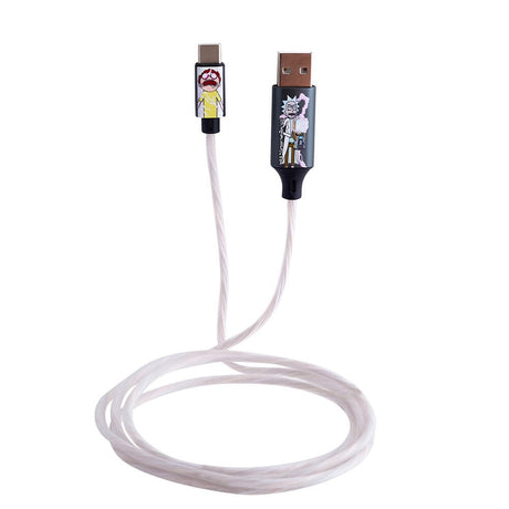 USB-A til USB-C Kabel 1.2 Meter - Rick & Morty Light Up - Sort / Multi