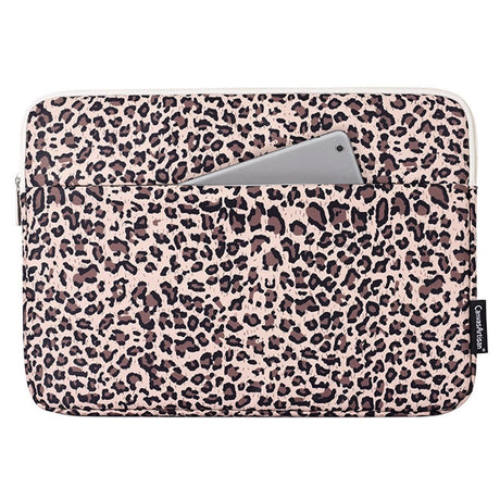 CanvasArtisan Stof Sleeve m. Leopard Motiv Til Bærbar PC / Macbook 15" - (39 x 28 x 2 cm) - Gul Leopard