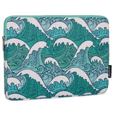 CanvasArtisan Stof Sleeve m. Bølge Motiv Til Bærbar PC / Macbook 14" - (37 x 26.5 x 2 cm) - Blå