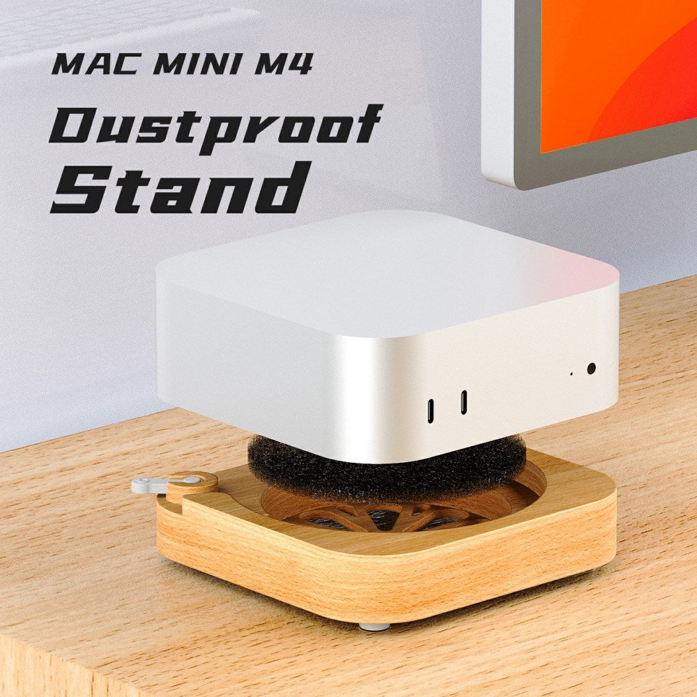 Træstander til Mac Mini M4 / M4 Pro – Elegant Design med Køling og Støvbeskyttelse