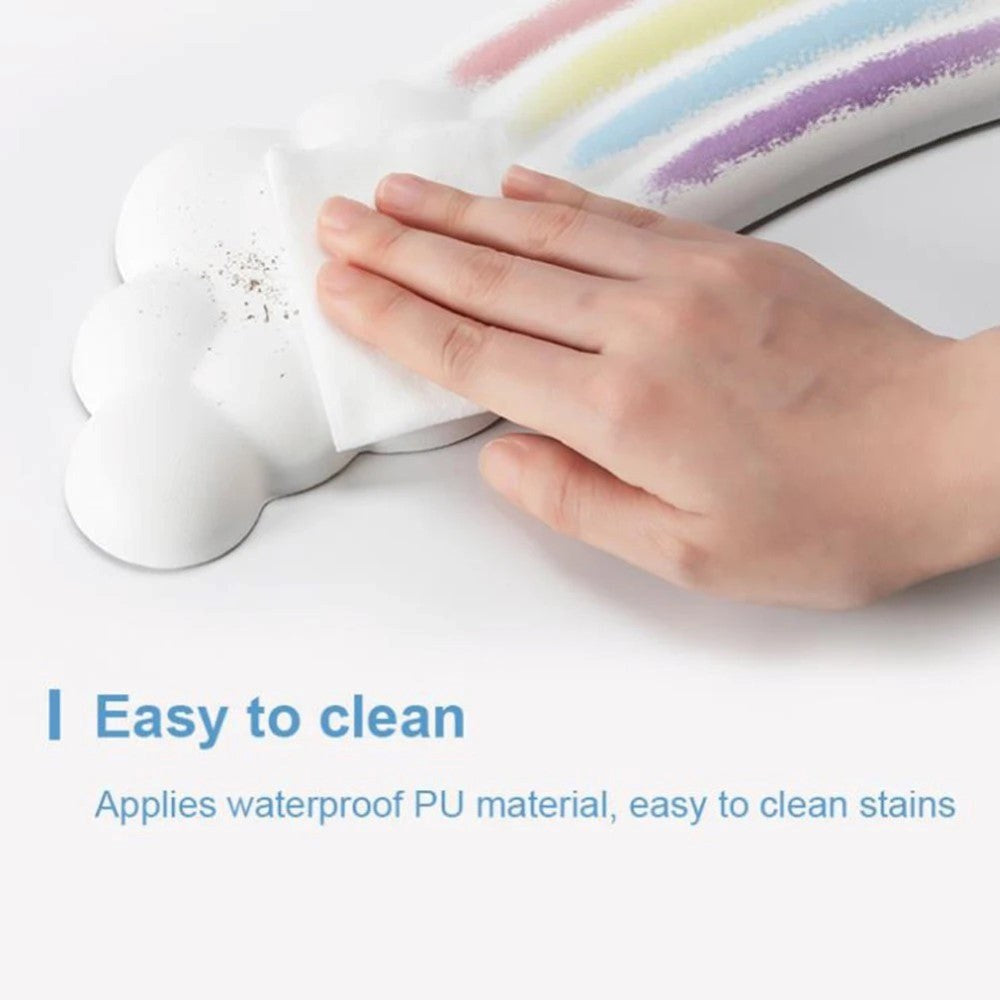 Håndledsstøtte til Keyboard m. Skyer & Regnbue Design - Pink