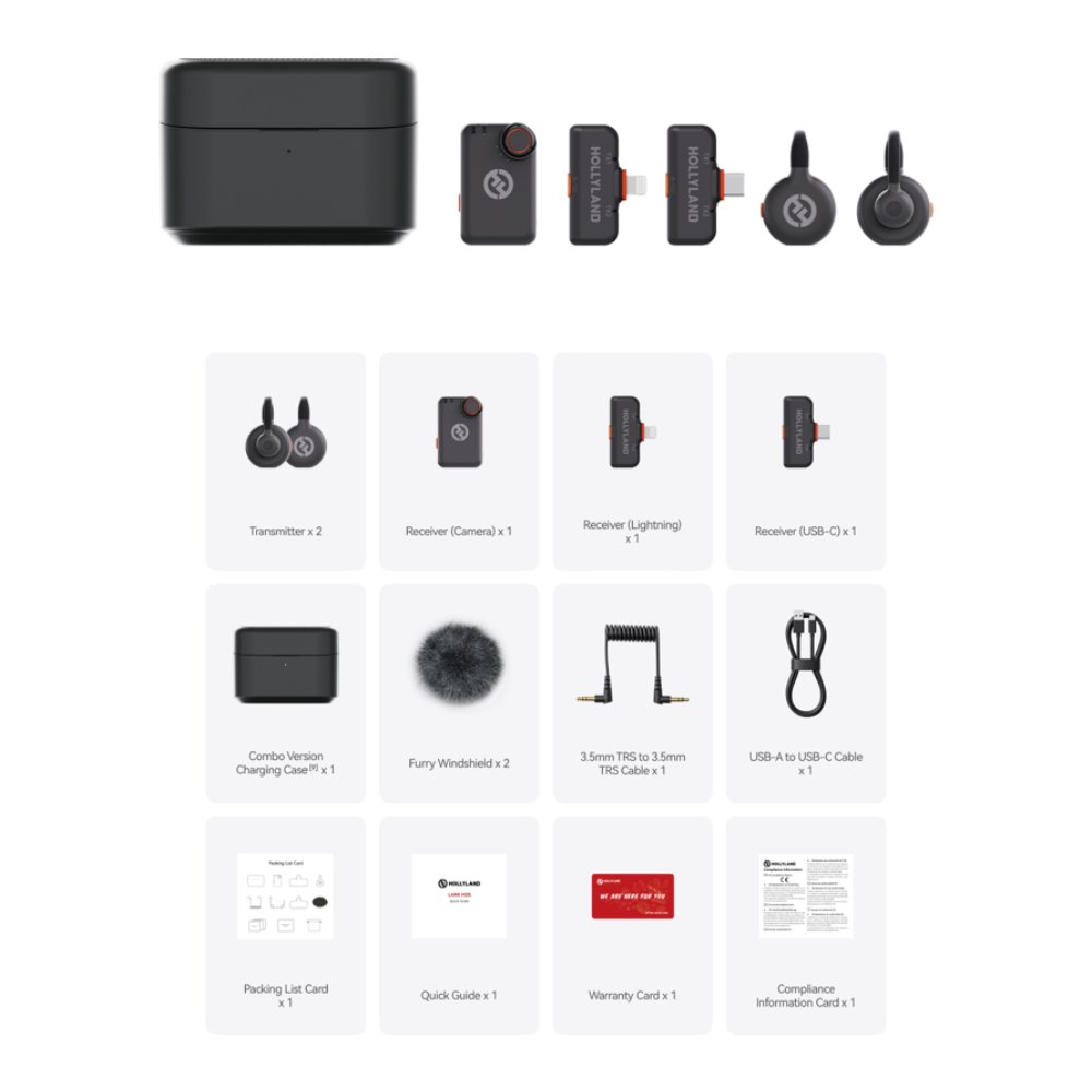 Hollyland Lark M2S Trådløs Mikrofon Combo - Sort