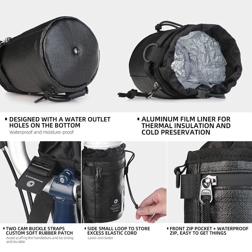 Stof Cykelstyr Taske m. Strop - Sort