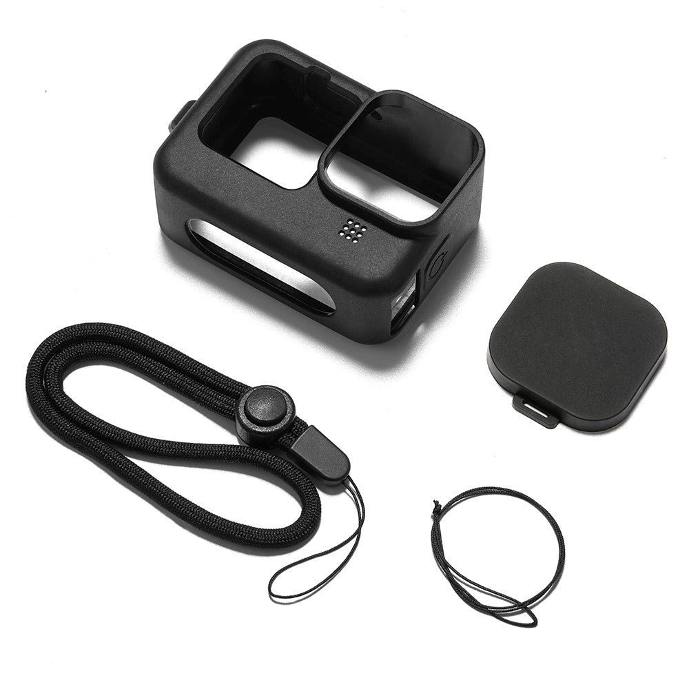 GoPro Hero 9 / 10 / 11 Silikone Etui m. Strop & Linsebeskyttelse - Sort