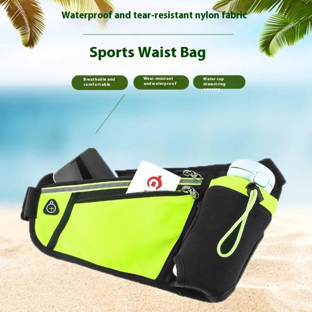 Multifunktionelt Løbebælte - 2 x Lynlåslomme - 1 x Holder til Drikkedunk - Sort