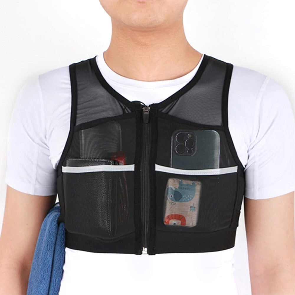 Vest m. Reflekser og Lommer - Str. Small - Sort